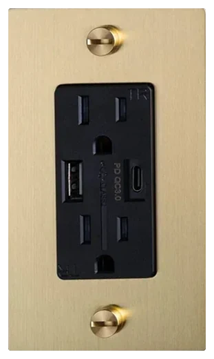 Buster + Punch 1G duplex outlet with USB A + C in Brass (NSC-053812)