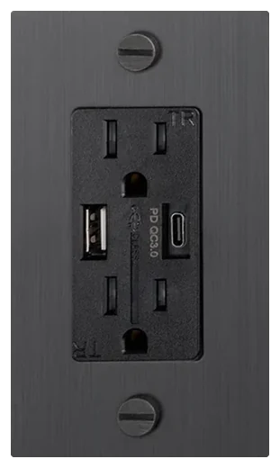 Buster + Punch 1G duplex outlet with USB A + C in Smoked Bronze (NSC-093813)
