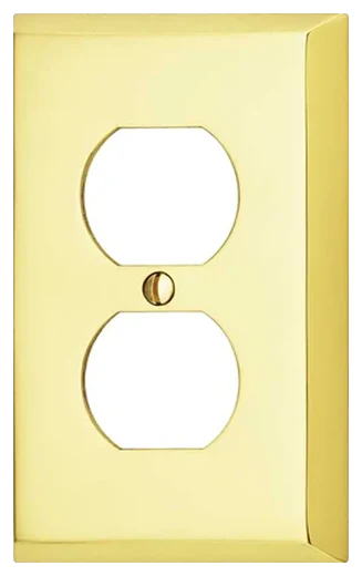 House of Antique Hardware Traditional forged brass duplex outlet plate in Unlacquered Brass (R-010II-FBSP-D-UN)