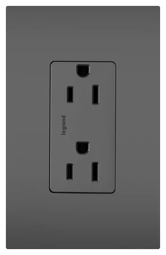 Legrand radiant tamper-resistant duplex outlet in Black (885TRBKCC8)