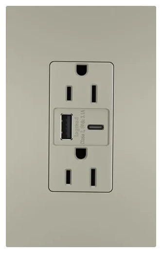 Legrand radiant USB Type-A/C outlet in Nickel (R26USBACNICCV4)