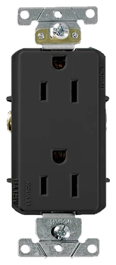 Leviton Decora Plus duplex receptacle in Black (16252-E)
