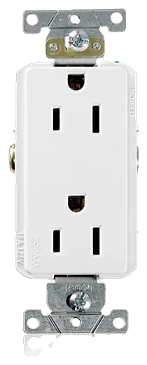 Leviton Decora Plus duplex receptacle in White (16252-W)