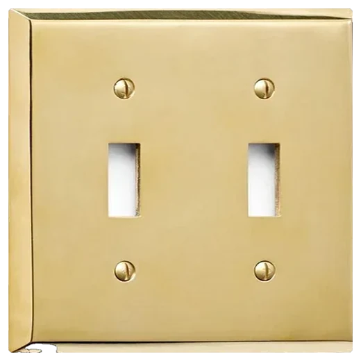 Rejuvenation Lewis solid brass toggle switchplate, 2-gang in Unlacquered Brass (6323816)