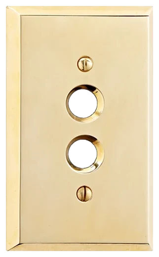 Rejuvenation Lewis solid brass push-button switchplate in Unlacquered Brass (3100545)